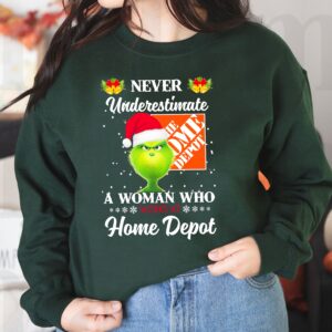 Funny Grinch Shirt Never Underestimate A Woman Who Work At Home Depot