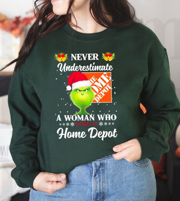 Funny Grinch Shirt Never Underestimate A Woman Who Work At Home Depot