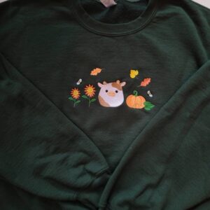 Vintage Embroidered Sweatshirt Inspired Halloween Squishmallow Cow