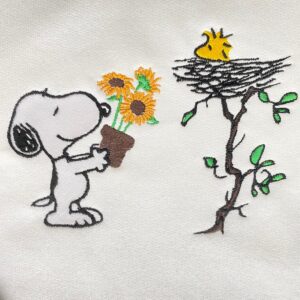 Vintage Embroidered Sweatshirt Snoopy Gratitude