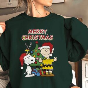 Vintage Merry Christmas Snoopy Charlie Hoodie Sweatshirt Tee