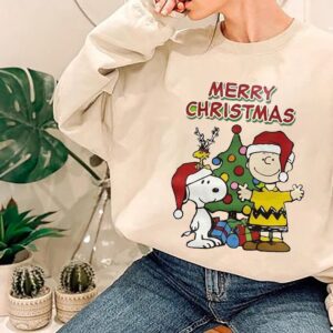 Vintage Merry Christmas Snoopy Charlie Hoodie Sweatshirt Tee