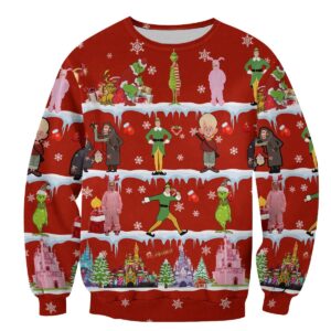 Ugly Grinch Christmas Sweater The Grinch Pattern Xmas Red [year] Christmas