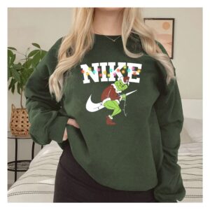 Vintage Nike Sweatshirt Matching Funny Grinch Sitting Swoosh