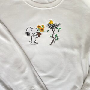 Vintage Embroidered Sweatshirt Snoopy Gratitude