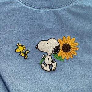 Vintage Embroidered Sweatshirt Snoopy Sunflower