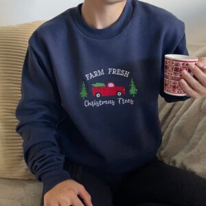 Farm Fresh Christmas Tree Embroidered Sweatshirt