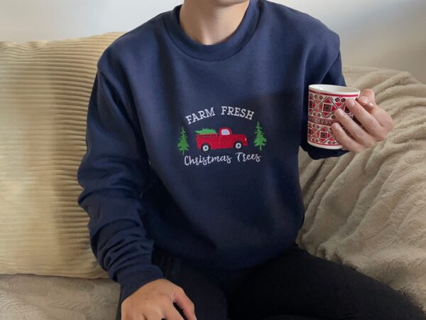 Farm Fresh Christmas Tree Embroidered Sweatshirt