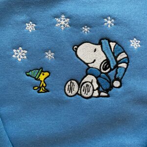 Friends Enjoying Winter Snoopy Embroidered Sweatshirt