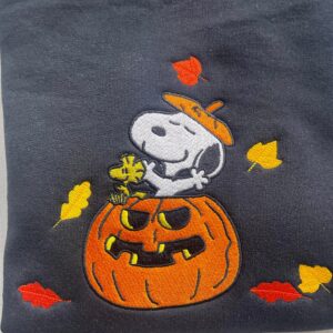 Vintage Embroidered Sweatshirt Inspired Snoopy Pumpkin Happy Thanksgiving