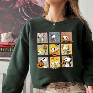 Snoopy Dog Autumn Pumpkins With Charlie Brown Hoodie Sweatshirt Tee