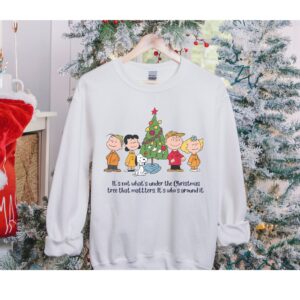 Who's Around Tree Christmas with Charlie Brown Christmas Sweatshirt