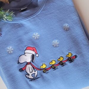 Road Full of Snowflakes Snoopy Christmas Embroidered Sweatshirt