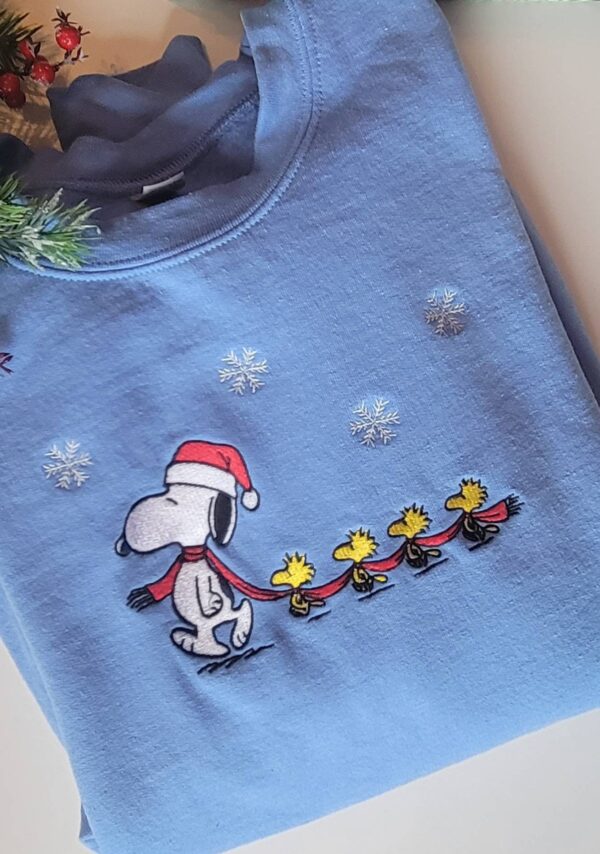 Road Full Of Snowflakes Snoopy Christmas Embroidered Sweatshirt