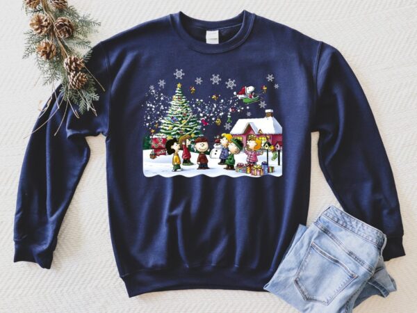 Snoopy Dog Charlie And Friend Singing Christmas Hoodie Sweatshirt Tee