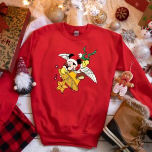 Vintage Disney Sweatshirt Christmas Mickey Mouse Fly Bell