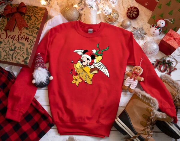 Vintage Disney Sweatshirt Christmas Mickey Mouse Fly Bell