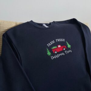 Farm Fresh Christmas Tree Embroidered Sweatshirt