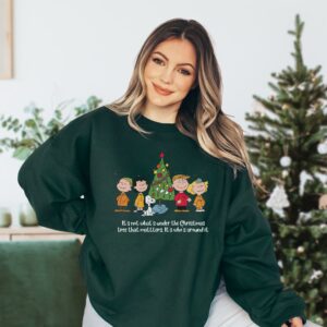 Who’s Around Tree Christmas With Charlie Brown Sweatshirt