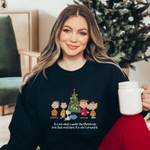 Who's Around Tree Christmas with Charlie Brown Christmas Sweatshirt