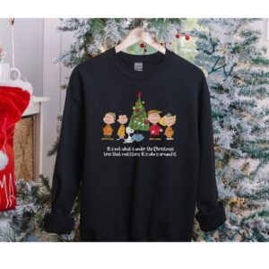 Who's Around Tree Christmas with Charlie Brown Christmas Sweatshirt