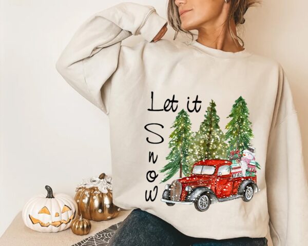 Let It Snow Christmas Tree & Snowman Sweatshirt