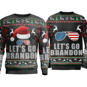 Lets Go Brandon Santa Hat Ugly Christmas Sweater