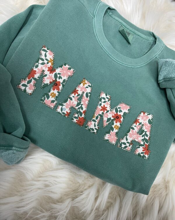 Mama Embroidered Sweatshirt Fall Floral Applique