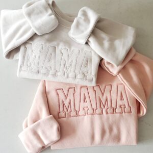 Mama Embroidered Sweatshirt Neutral Gift For Mom