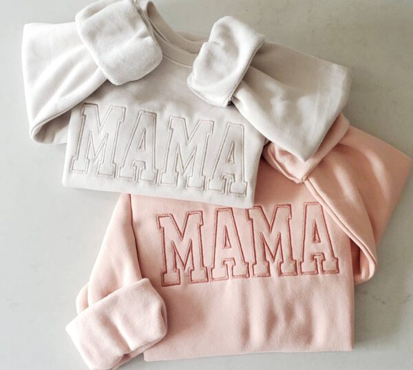 Mama Embroidered Sweatshirt Neutral Gift For Mom