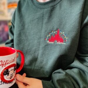 Merry Christmas Castle Embroidered Sweatshirt