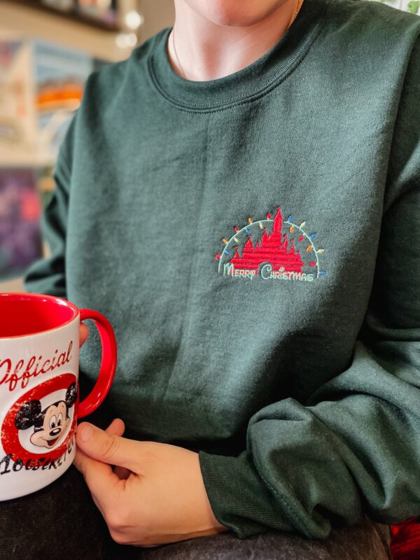 Merry Christmas Castle Embroidered Sweatshirt