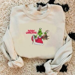 Merry Christmas Grinch Embroidered Sweatshirt