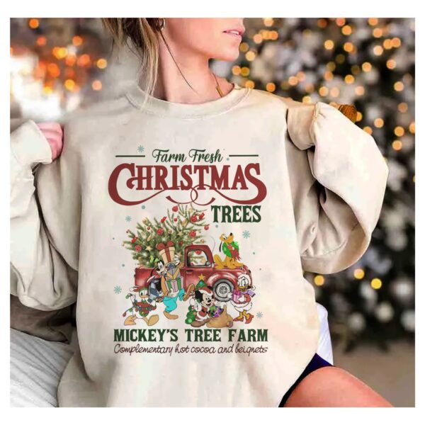 Mickey And Friend Coming Farm Fresh Christmas Tree Sweatshirt