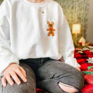 Mickey Gingerbread Man Embroidered Sweatshirt