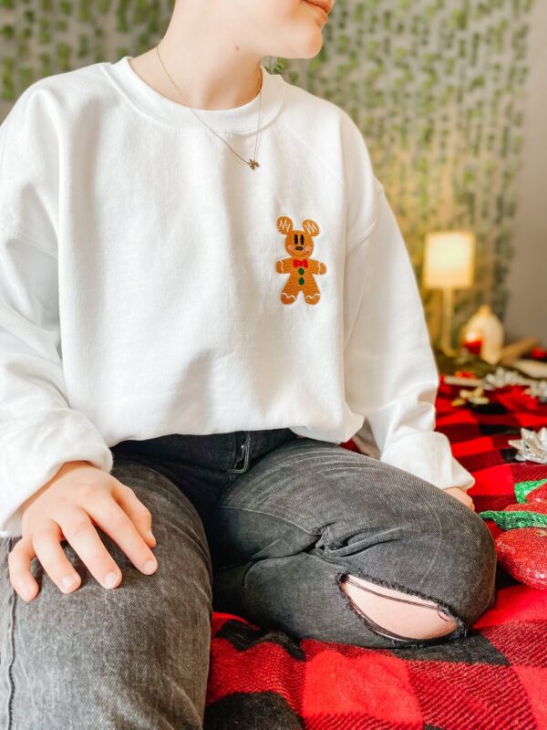 Mickey Gingerbread Man Embroidered Sweatshirt