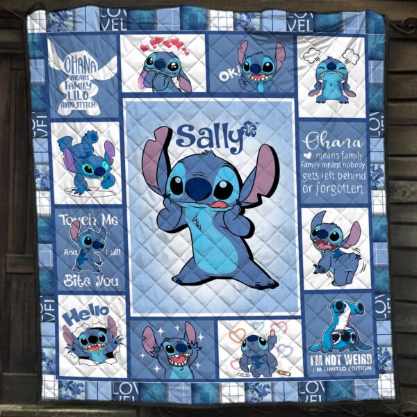 Personalized Custom Name Stitch Ohana Lilo Quilt Blanket