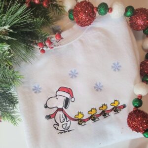 Road Full Of Snowflakes Snoopy Christmas Embroidered Sweatshirt