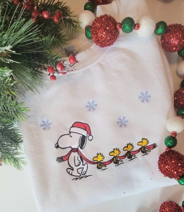 Road Full Of Snowflakes Snoopy Christmas Embroidered Sweatshirt