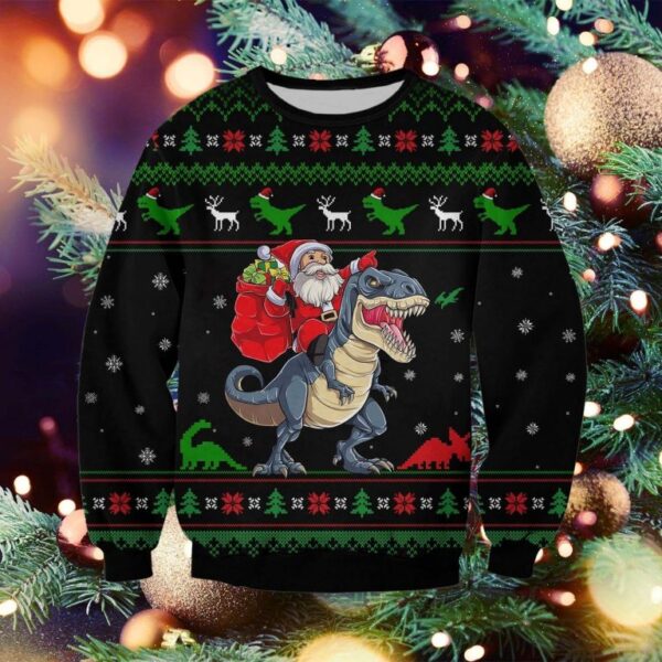 Santa Claus T-Rex Ugly Christmas Sweater