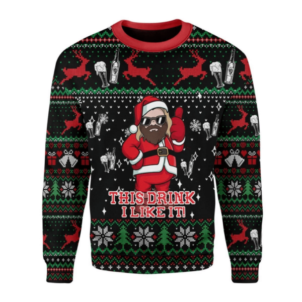 Santa Like Drinking Beer Ugly Christmas Sweater