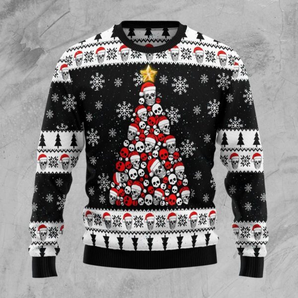 Skull Pine Tree Ugly Christmas Sweater