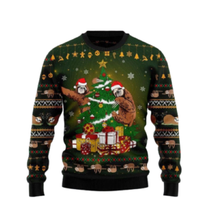 Sloth Christmas Tree Ugly Sweater