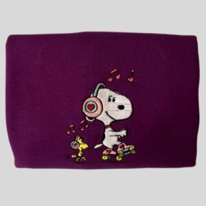 Valentines Day Snoopy Roller Skating Embroidered Sweatshirt