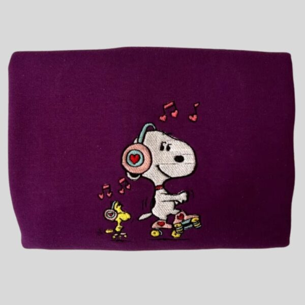 Valentines Day Snoopy Roller Skating Embroidered Sweatshirt