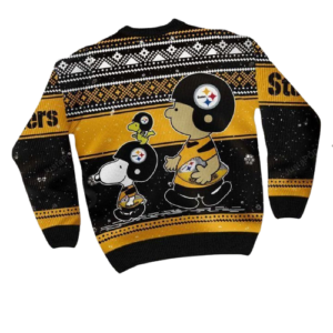 Snoopy & Charlie Brown Ugly Christmas Sweater Matching Pittsburgh Steelers