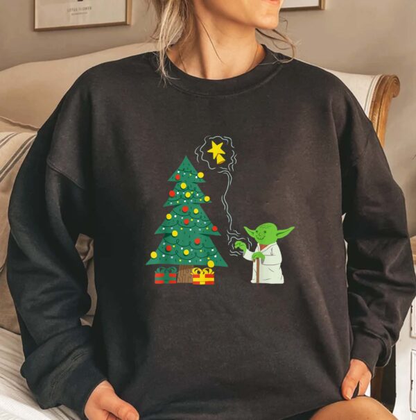 Star Wars Holiday Yoda Decorates Christmas Tree Sweatshirt