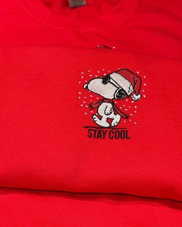 Stay Cool Snoopy Christmas Embroidered Sweatshirt