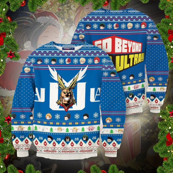 Ugly Anime Christmas Sweater Go Beyond Plus Ultra Friends