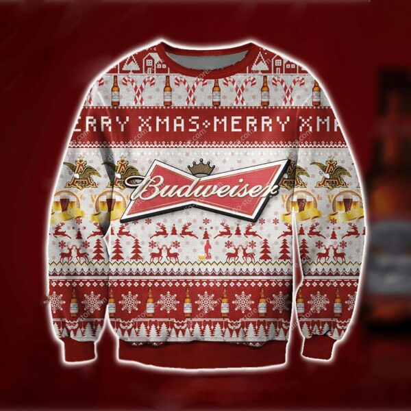 Ugly Budweiser Beer Drinking Christmas Sweater